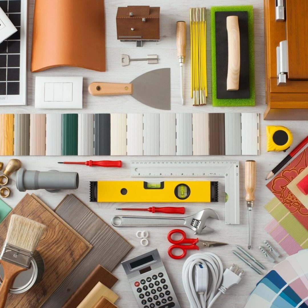 A table with many different tools and materials